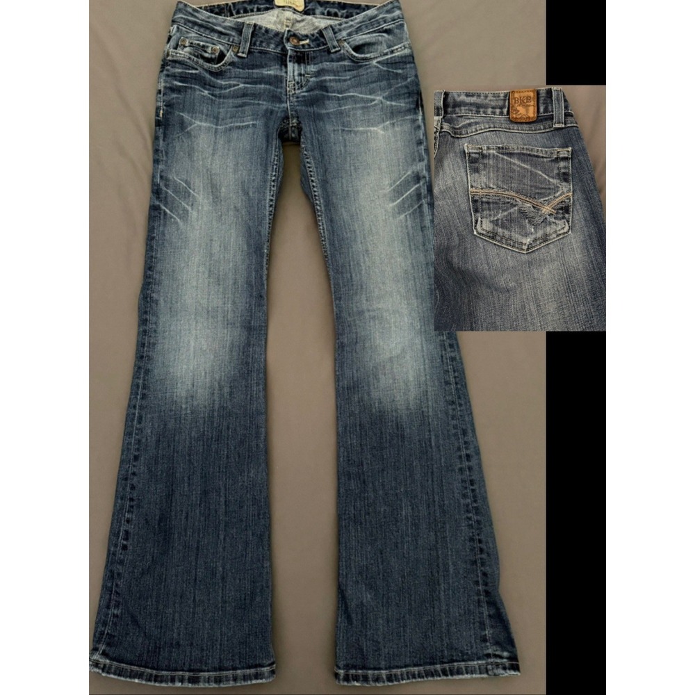 BKE Starlite Jeans Womens 26x31.5 Dark Wash Low Rise Flare Denim Y2K Stretch